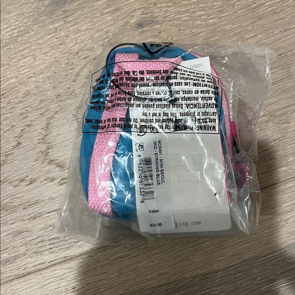 NWT Kipling Mini Seoul Backpack Keychain-blue and pink - Picture 3 of 3